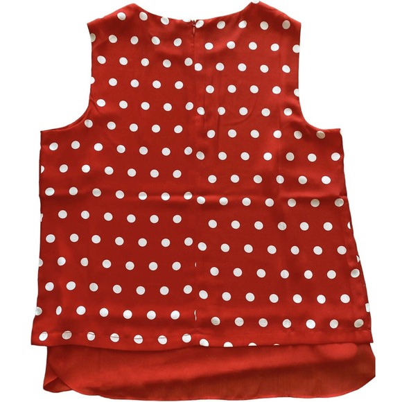 Women’s Rose and Olive Red with White Dots Tank Top Blouse Size Large - Picture 2 of 7